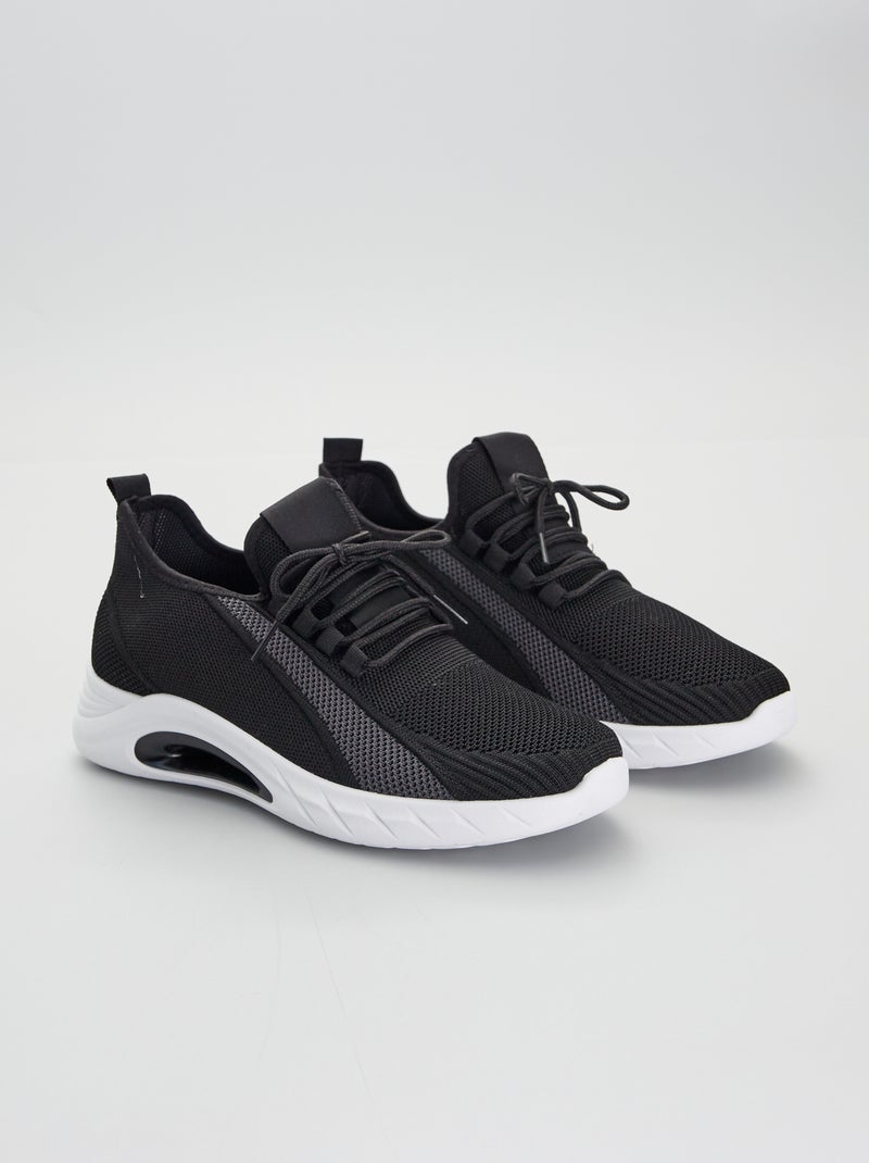 Baskets de sport textile noir - Kiabi