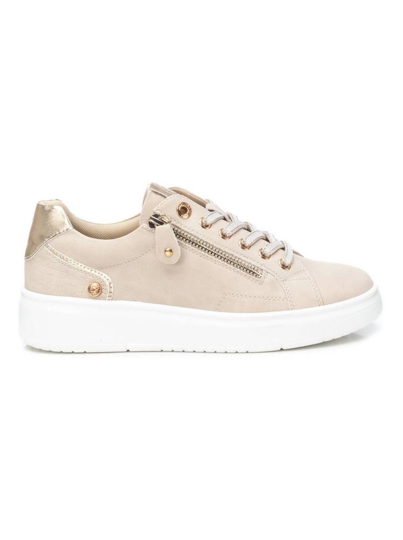 Baskets décontractée plaine fermeture éclair Beige - Kiabi