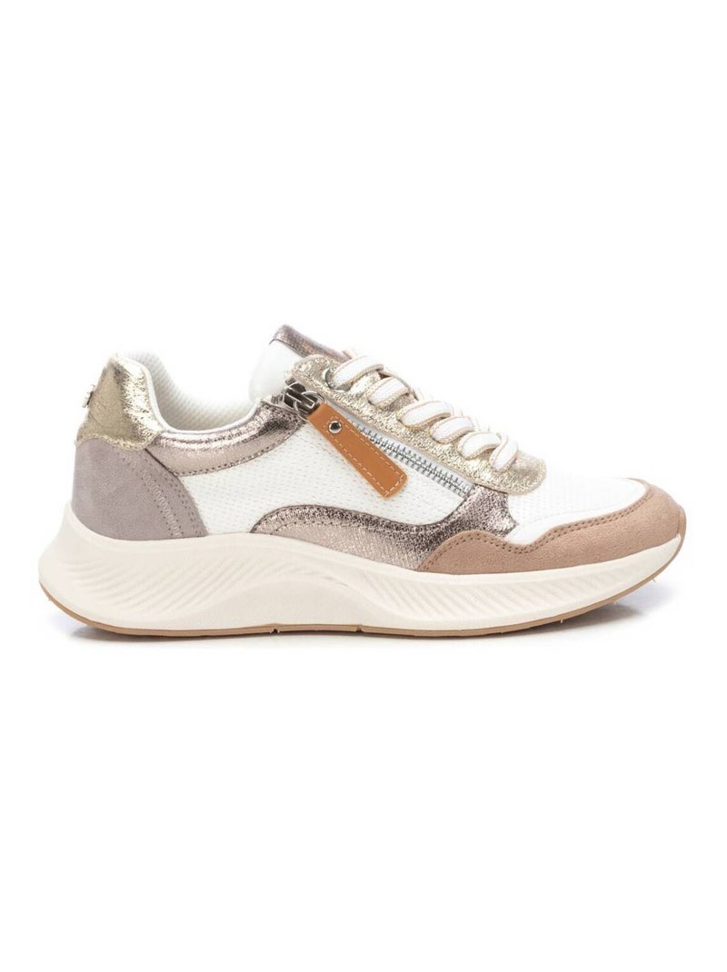 Baskets décontractée plaine fermeture éclair Beige - Kiabi