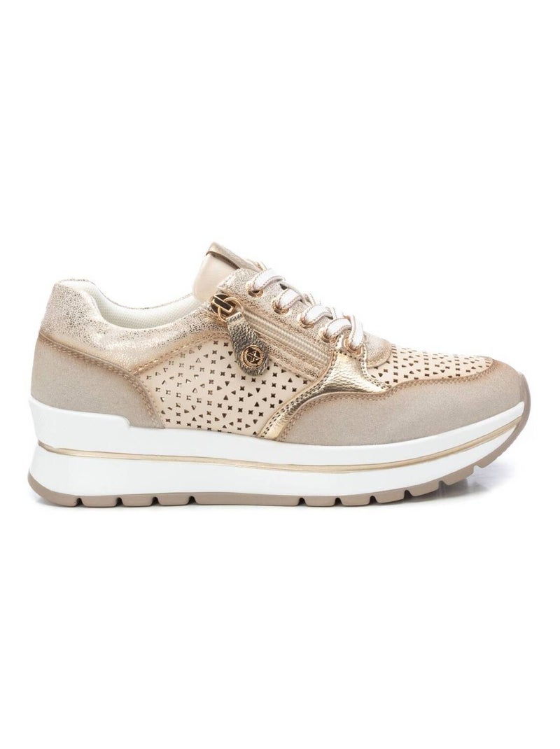 Baskets décontractée plaine fermeture éclair Beige - Kiabi