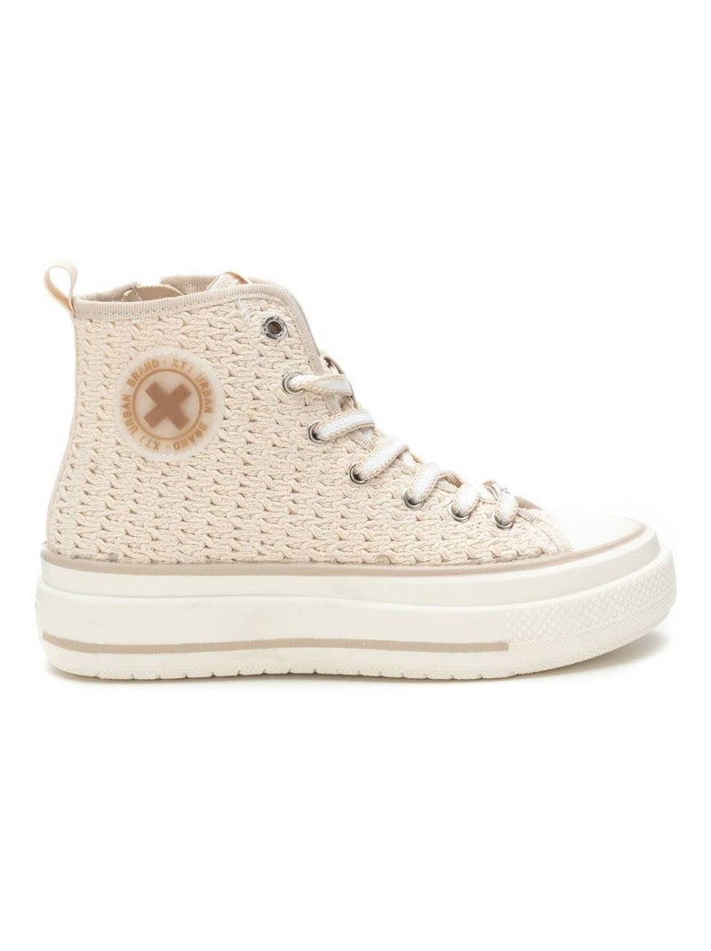 Baskets décontractée plaine fermeture éclair Beige - Kiabi