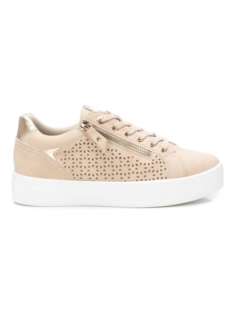 Baskets décontractée plaine fermeture éclair Beige - Kiabi