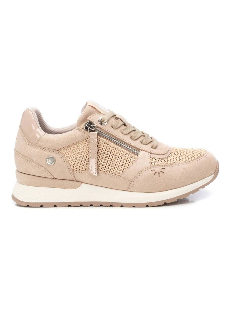 Baskets décontractée plaine fermeture éclair Beige - Kiabi