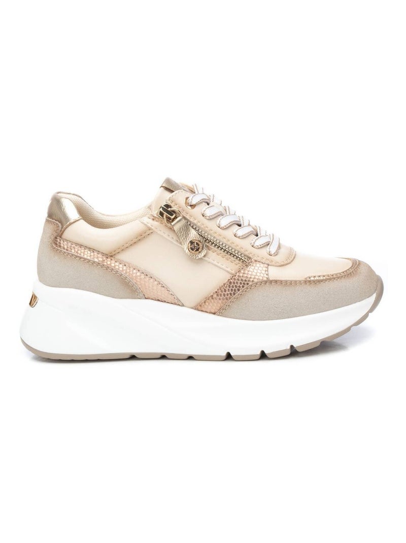 Baskets décontractée plaine fermeture éclair Beige - Kiabi