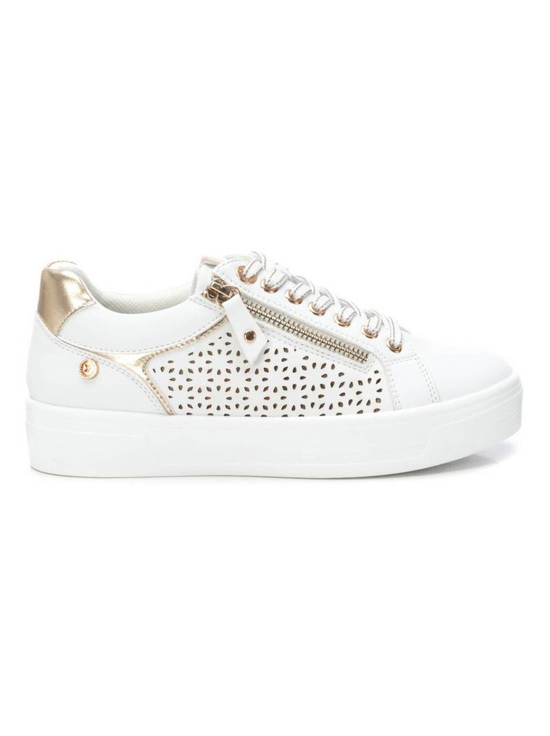 Baskets décontractée plaine fermeture éclair Blanc - Kiabi