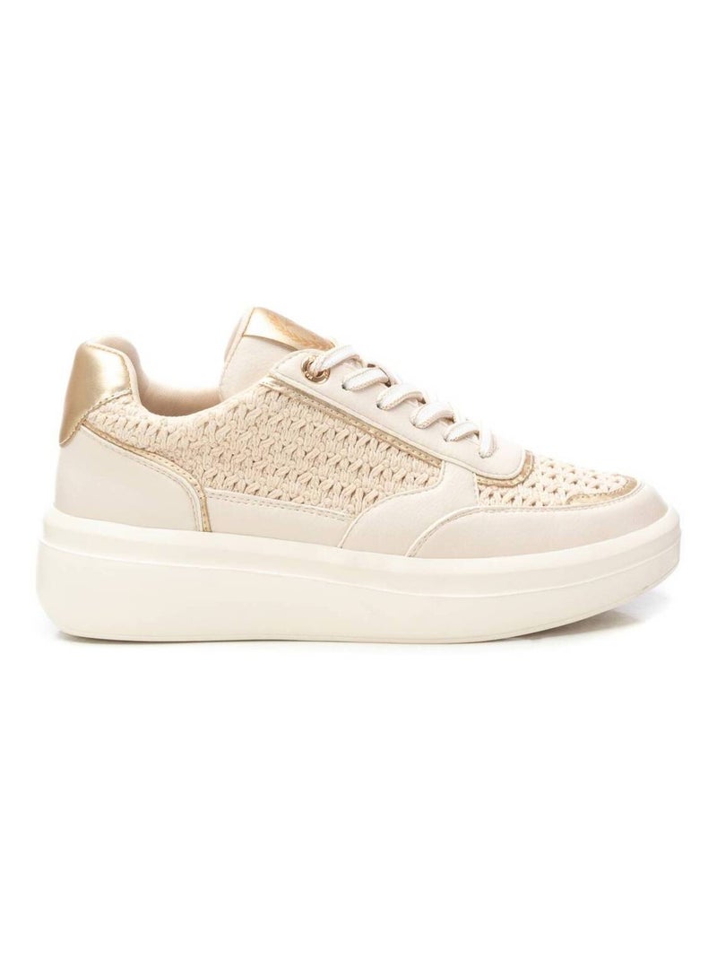 Baskets décontractée plaine lacets Beige - Kiabi