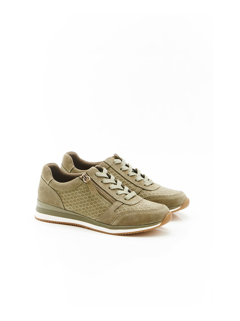 Baskets détail cuir embossé Amortyl - Damart Vert olive - Kiabi