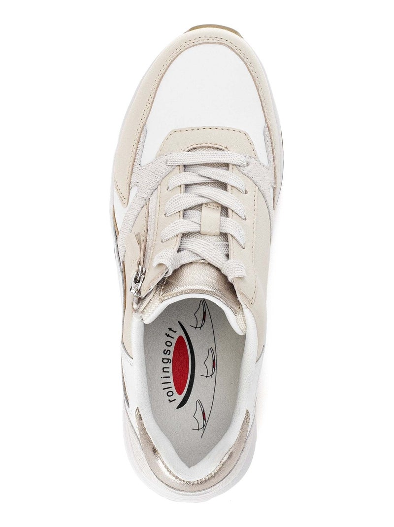 Baskets écru en cuir lisse Blanc cassé - Kiabi