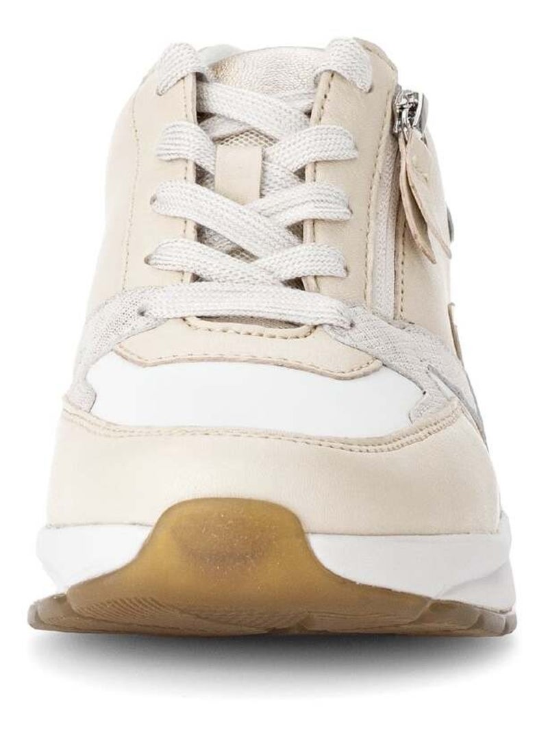 Baskets écru en cuir lisse Blanc cassé - Kiabi