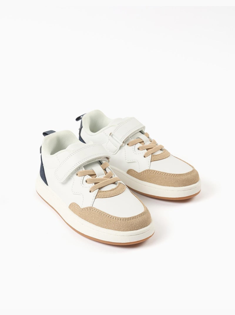 Baskets en bi-matière avec fermeture à scratch Blanc - Kiabi