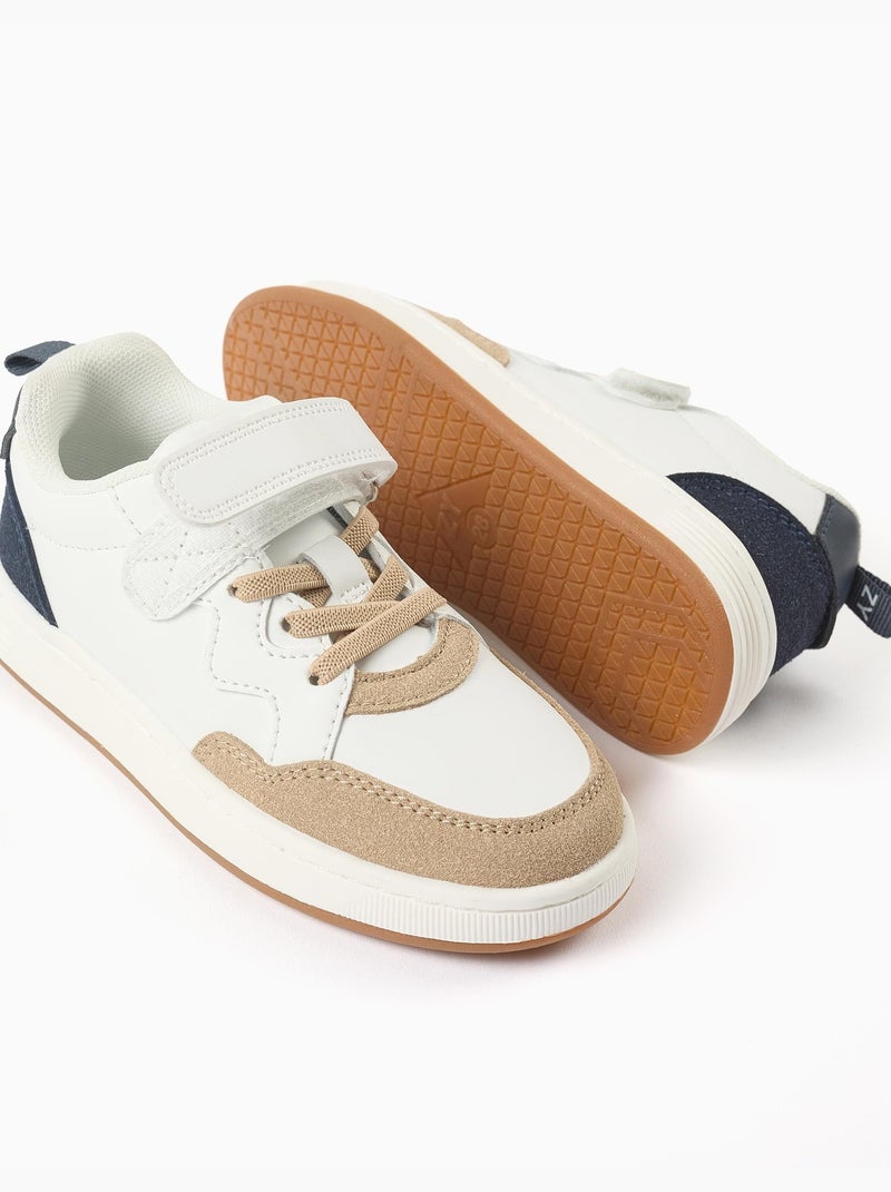 Baskets en bi-matière avec fermeture à scratch Blanc - Kiabi