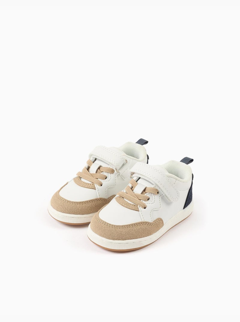 Baskets en bi-matière avec fermeture à scratch Blanc - Kiabi