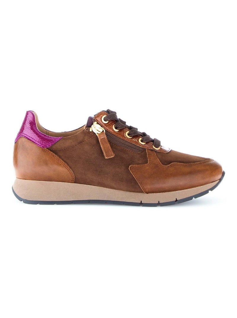 Baskets  en combinaison cuirs Gabor Marron - Kiabi
