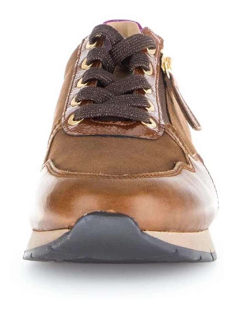 Baskets  en combinaison cuirs Gabor Marron - Kiabi