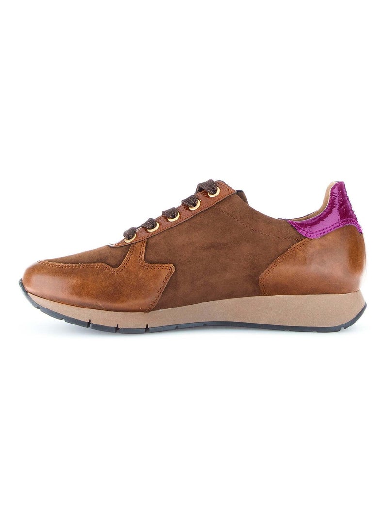 Baskets  en combinaison cuirs Marron - Kiabi