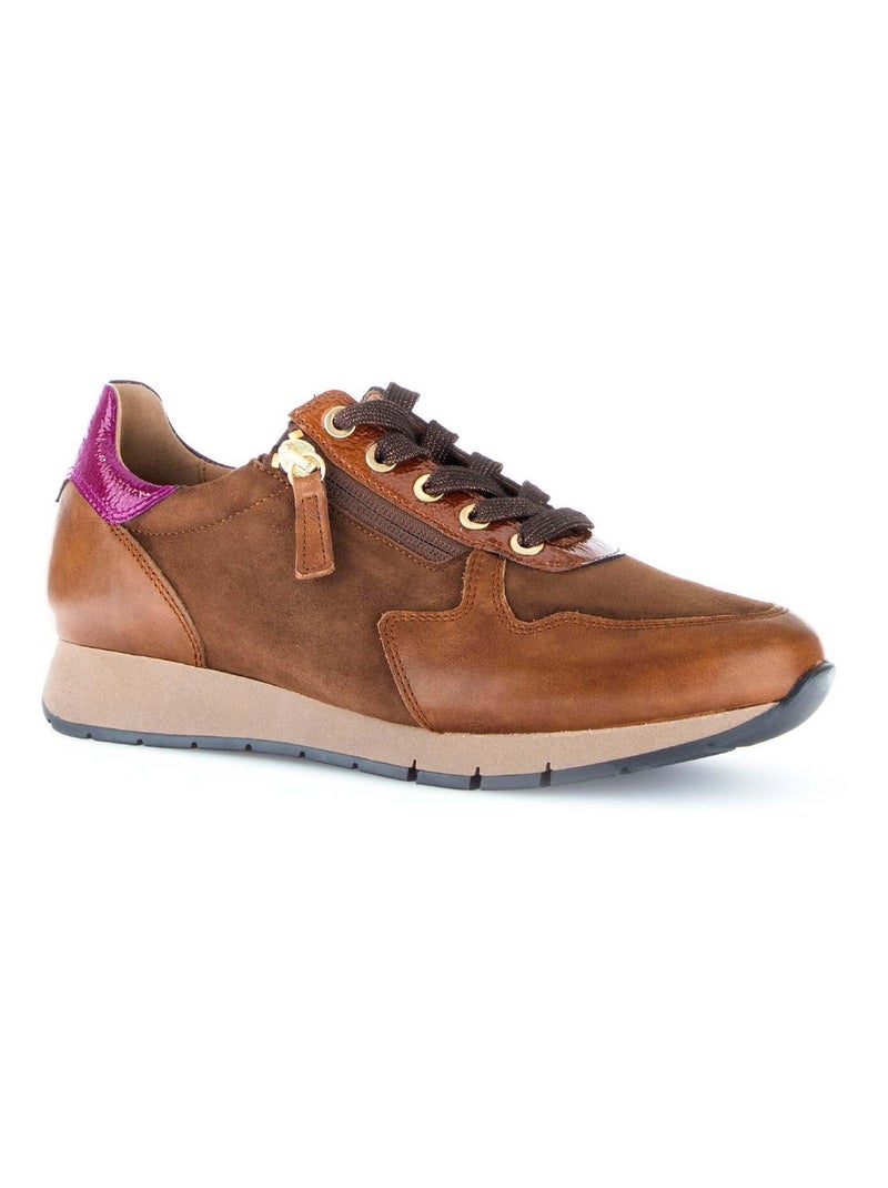 Baskets  en combinaison cuirs Marron - Kiabi