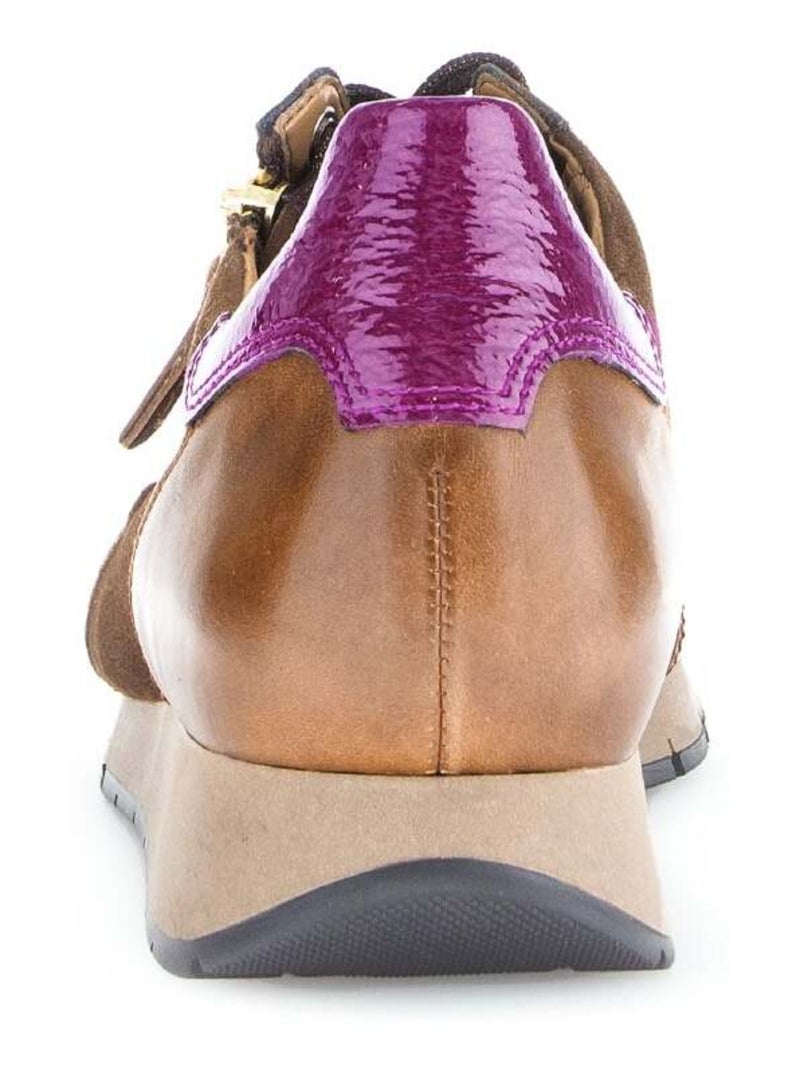 Baskets  en combinaison cuirs Marron - Kiabi