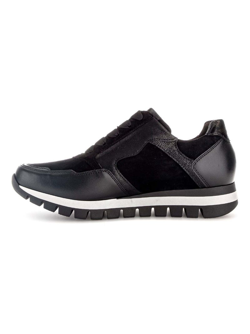 Baskets  en combinaison cuirs Noir Noir - Kiabi