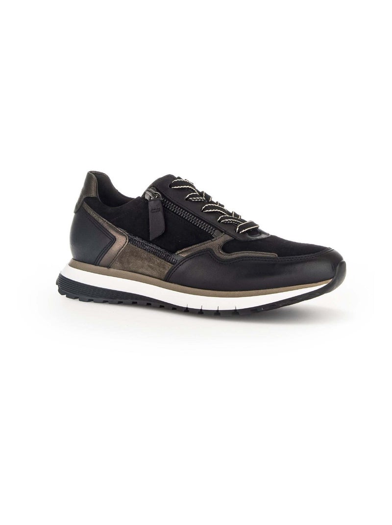 Baskets  en combinaison cuirs Noir Noir - Kiabi