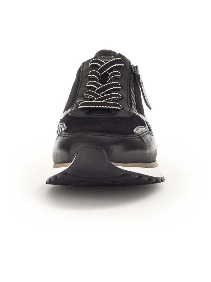 Baskets  en combinaison cuirs Noir Noir - Kiabi
