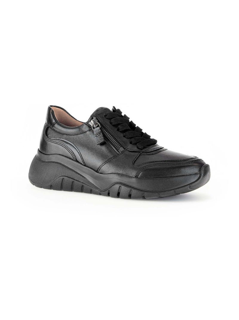 Baskets  en combinaison cuirs Noir Noir - Kiabi