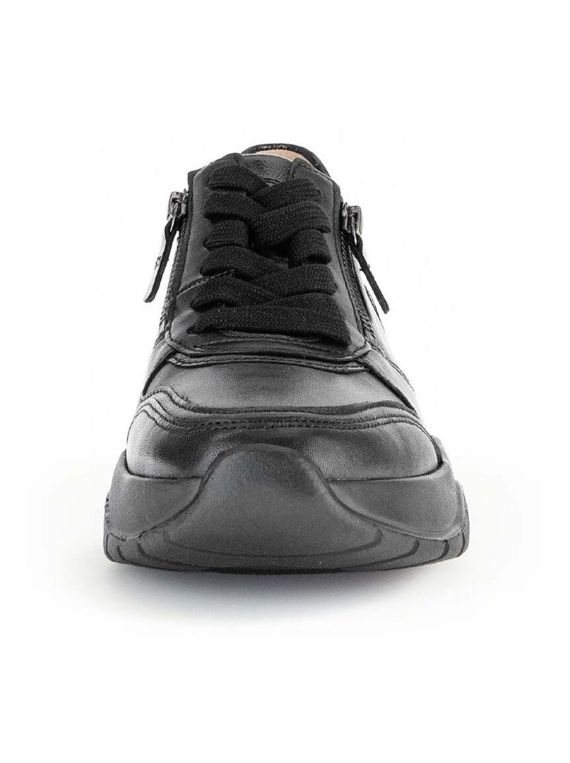 Baskets  en combinaison cuirs Noir Noir - Kiabi