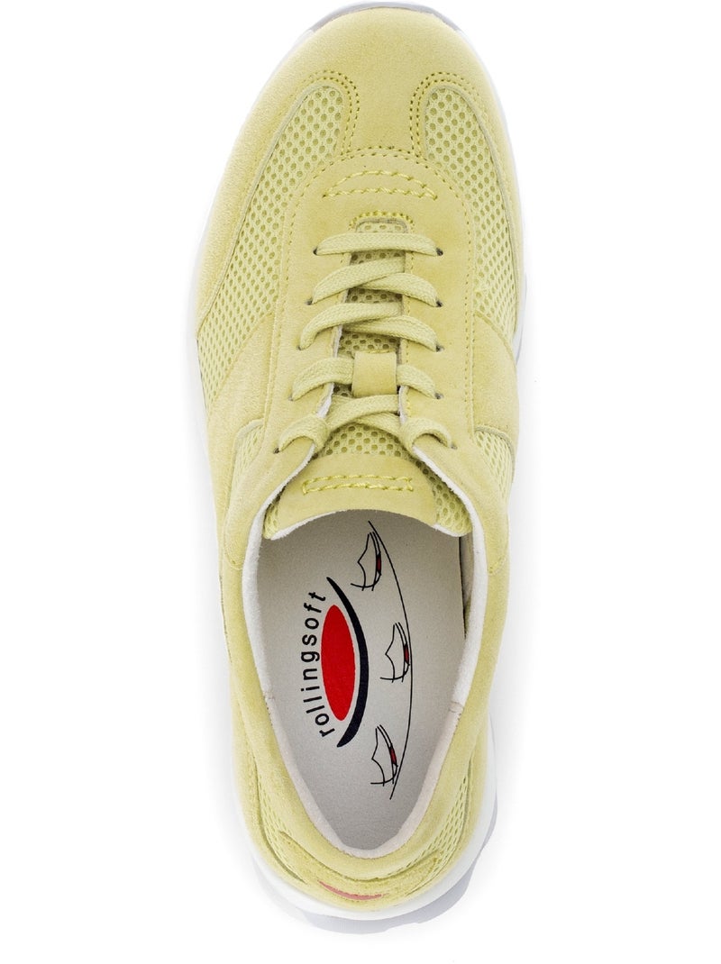 Baskets  en combinaison Nubuck et textile Jaune - Kiabi