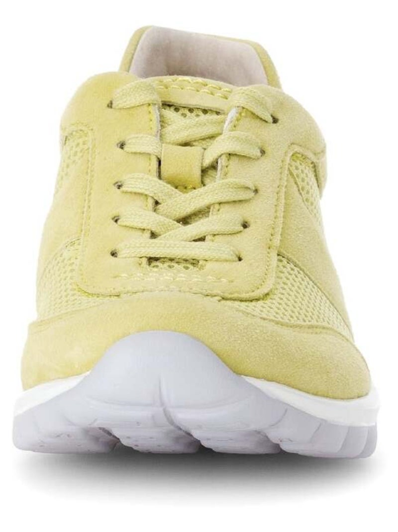 Baskets  en combinaison Nubuck et textile Jaune - Kiabi