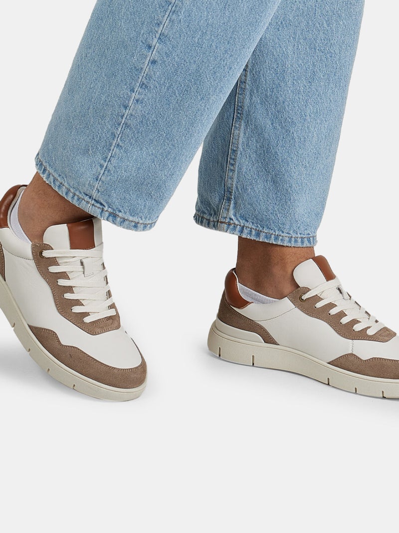 Baskets en Cuir BATA Blanc - Kiabi