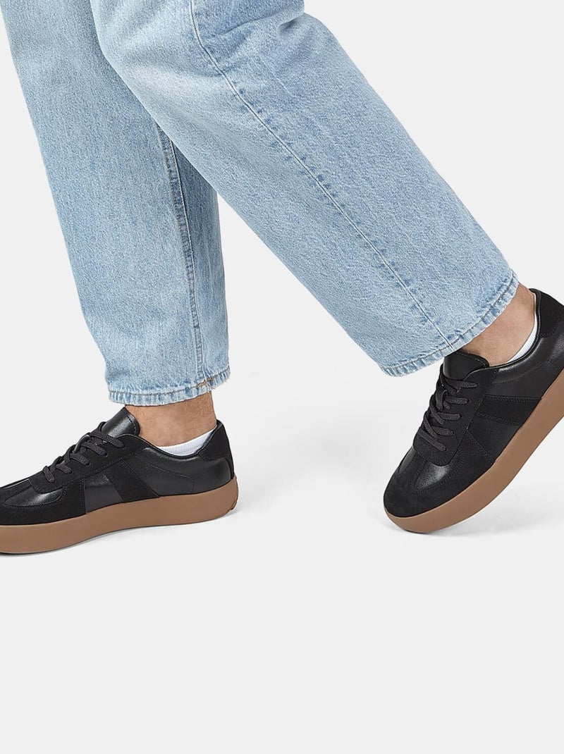 Baskets en Cuir BATA Noir - Kiabi