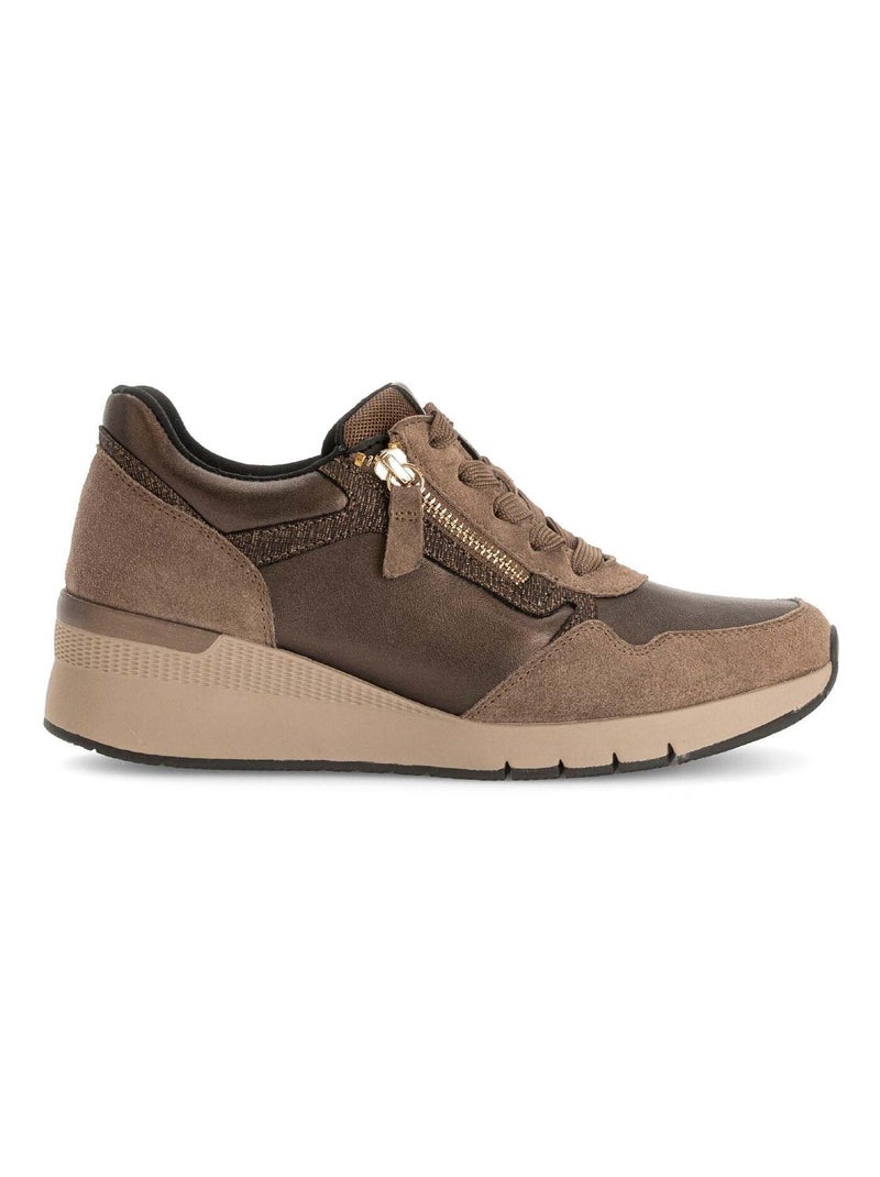 Baskets  en cuir combinés Gabor Marron - Kiabi