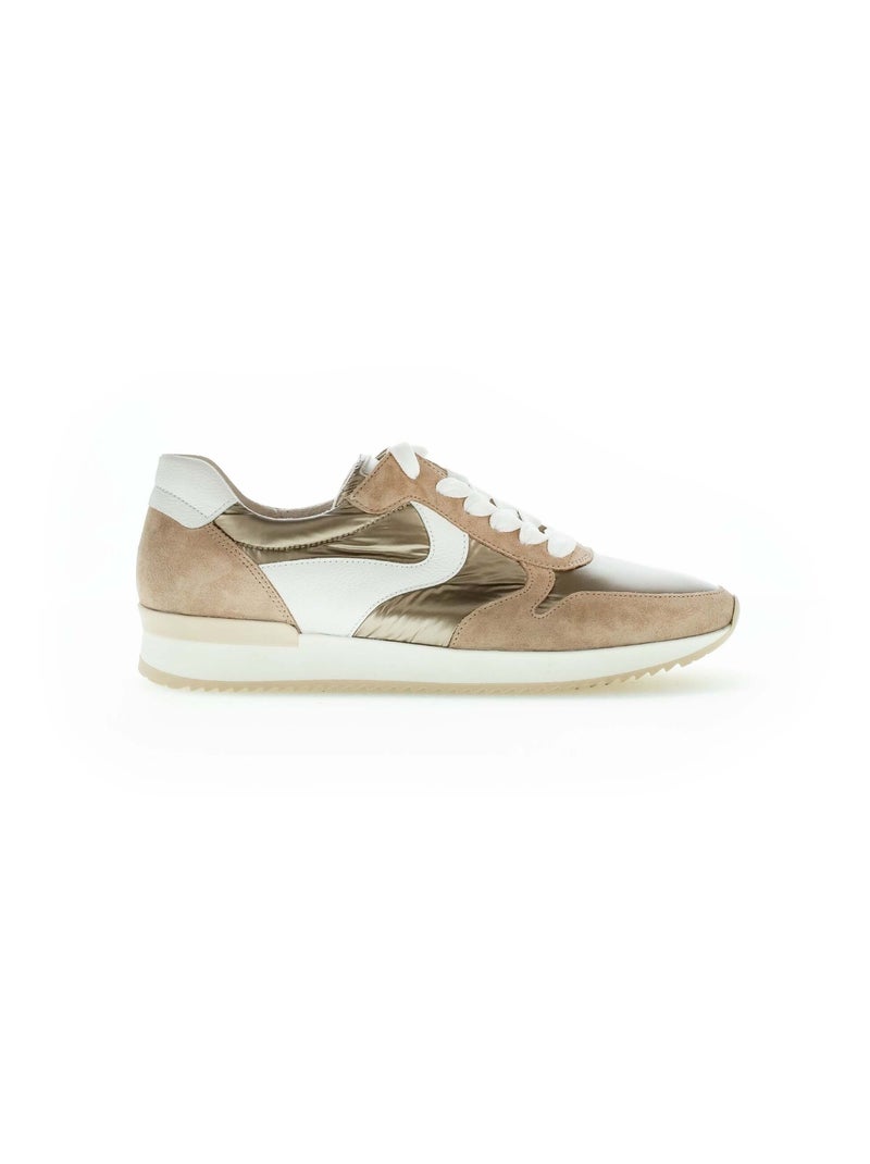 Baskets  en cuir et en textile Gabor Beige - Kiabi