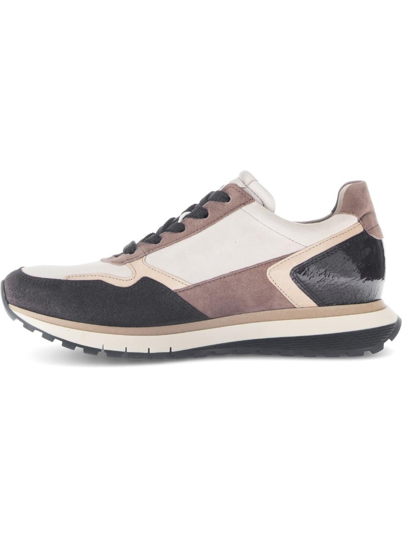 Baskets  en cuir et nubuck Beige - Kiabi