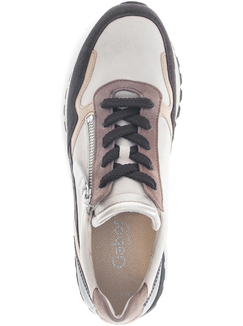 Baskets  en cuir et nubuck Beige - Kiabi