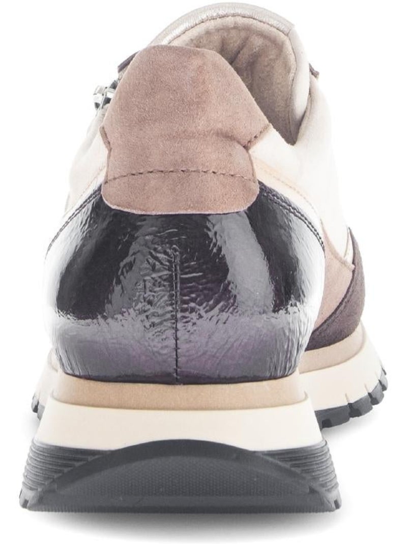 Baskets  en cuir et nubuck Beige - Kiabi