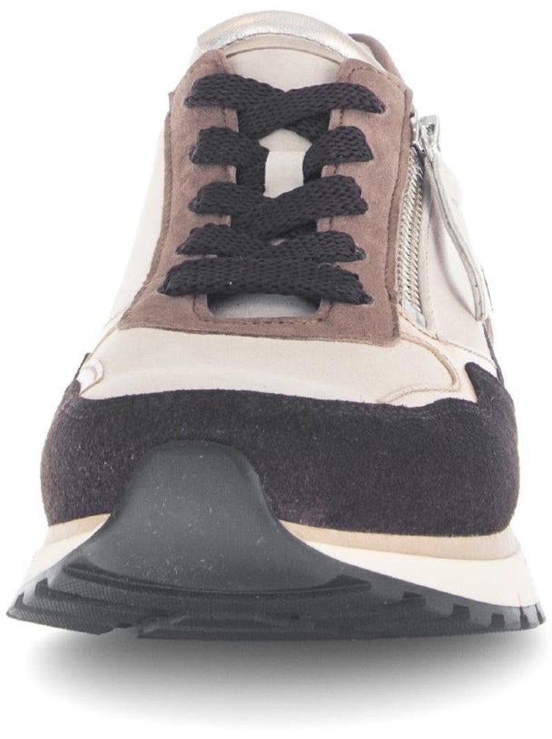 Baskets  en cuir et nubuck Beige - Kiabi