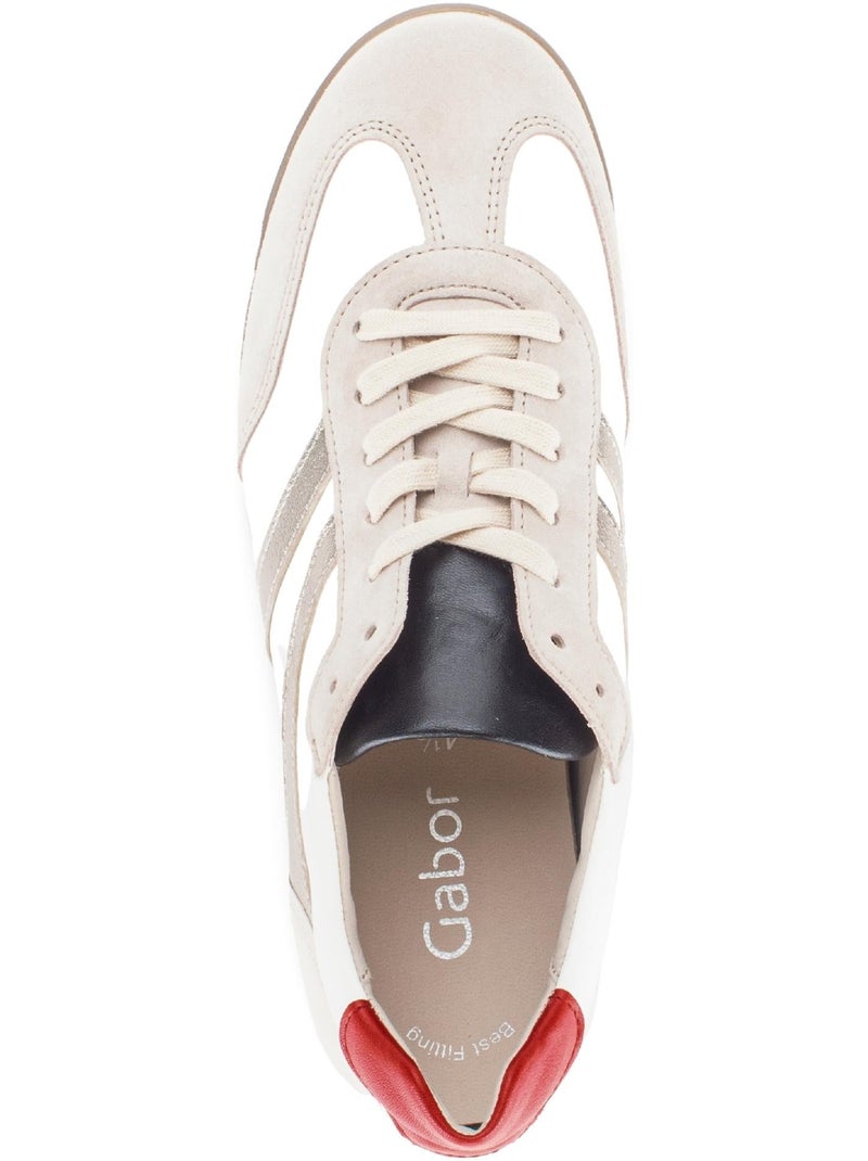 Baskets  en cuir et nubuck Blanc - Kiabi