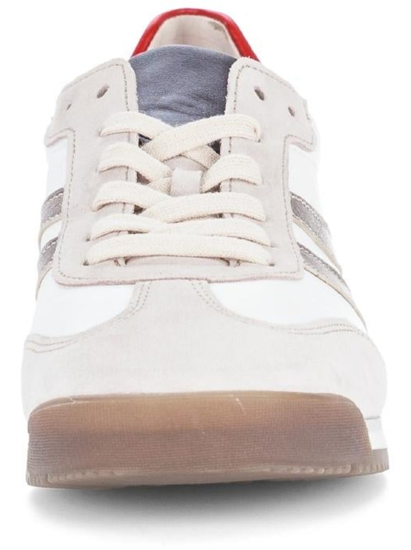Baskets  en cuir et nubuck Blanc - Kiabi