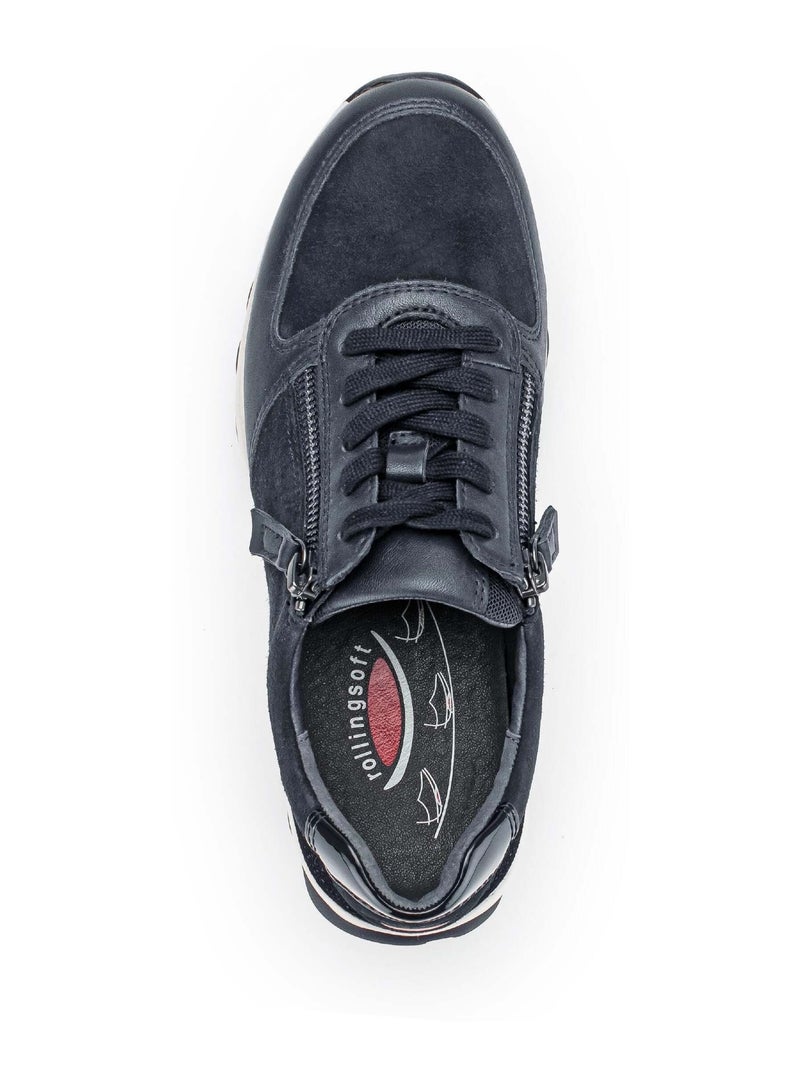 Baskets  en Cuir et Nubuck Bleu - Kiabi