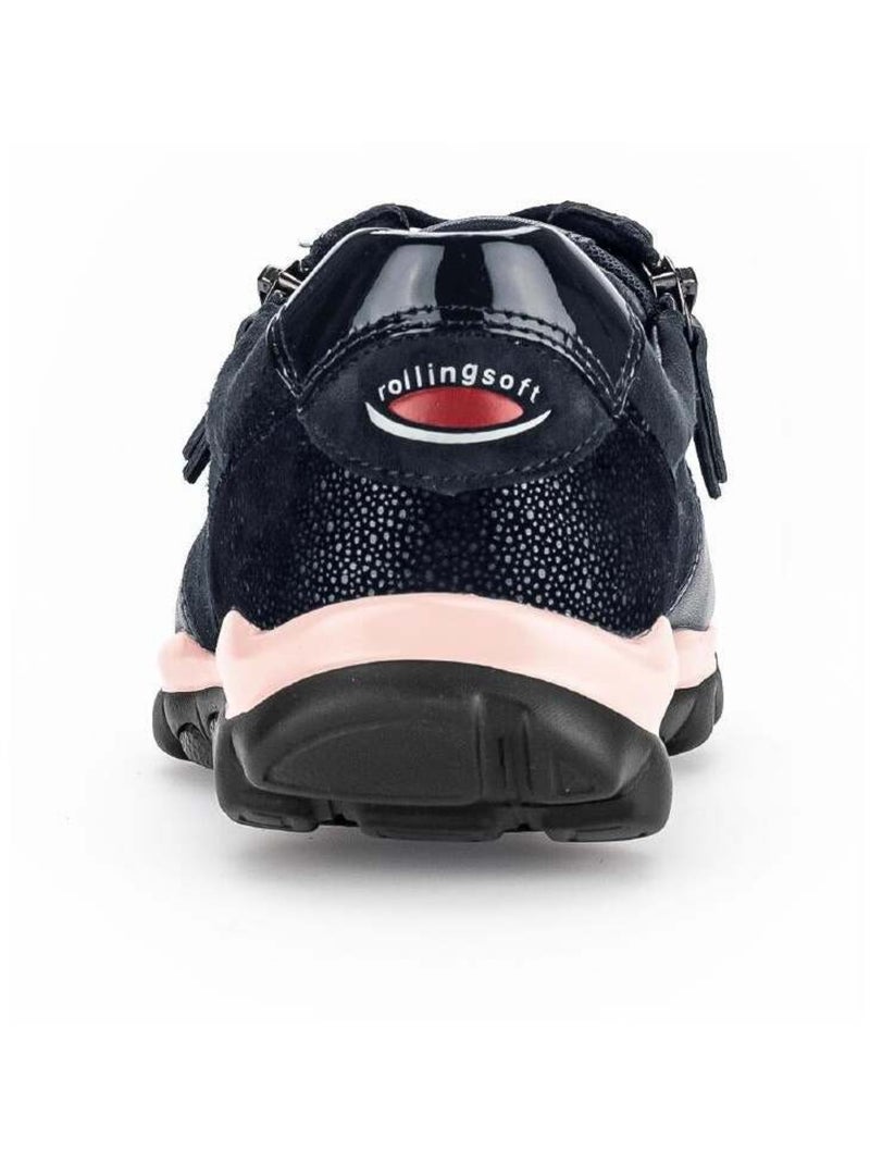 Baskets  en Cuir et Nubuck Bleu - Kiabi