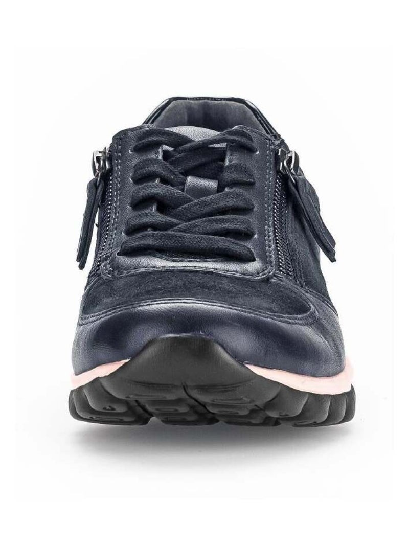 Baskets  en Cuir et Nubuck Bleu - Kiabi