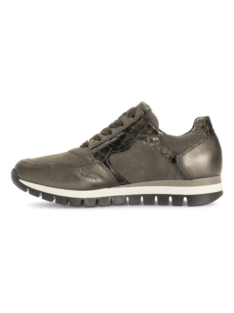 Baskets  en Cuir et Nubuck Marron - Kiabi