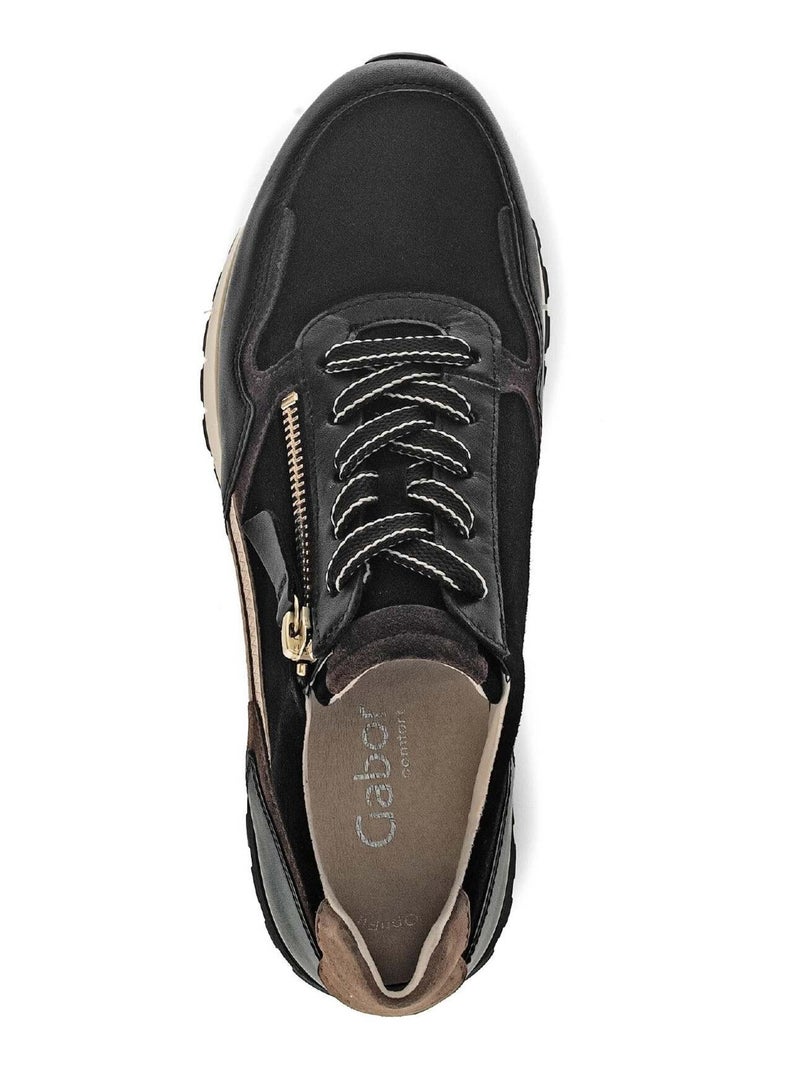 Baskets  en cuir et nubuck Noir - Kiabi