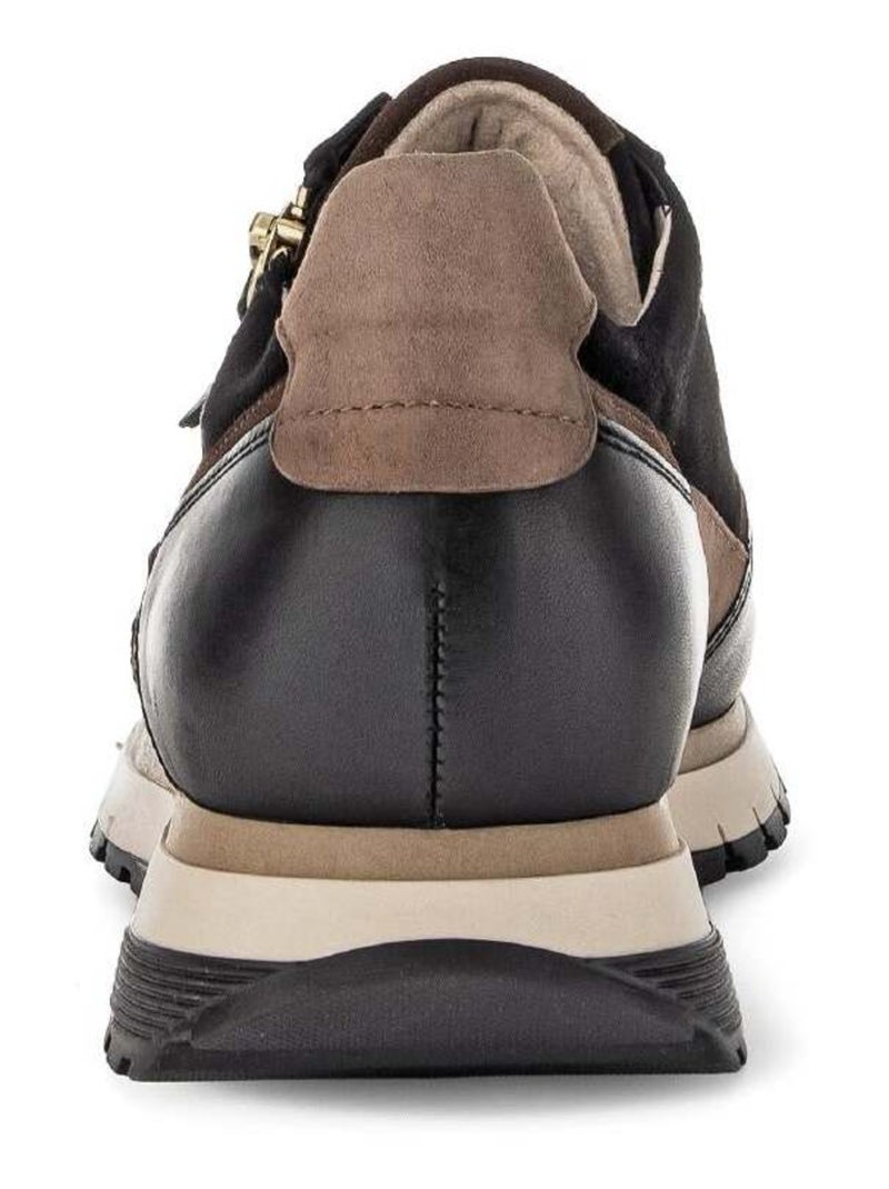 Baskets  en cuir et nubuck Noir - Kiabi