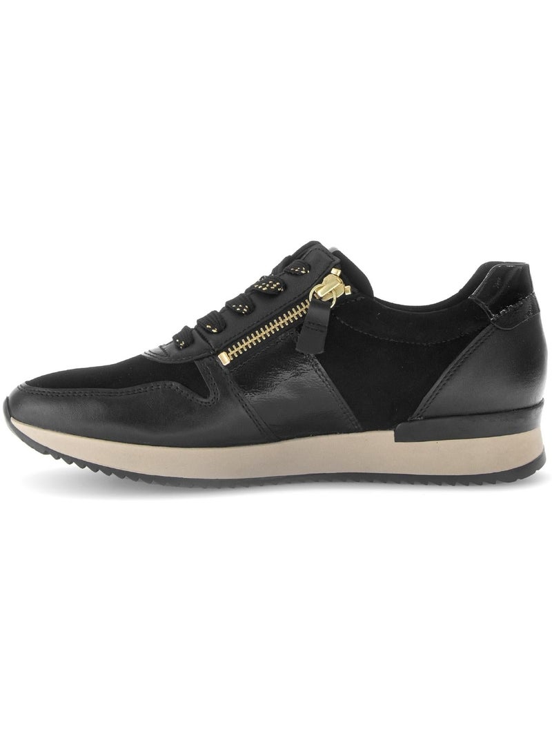 Baskets  en cuir et nubuck Noir - Kiabi