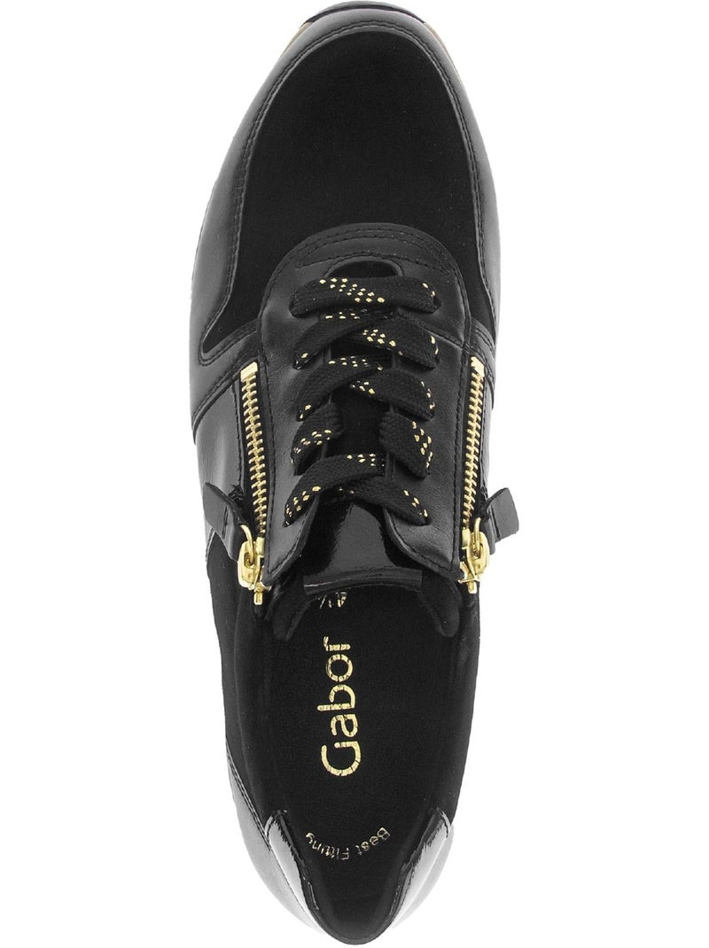 Baskets  en cuir et nubuck Noir - Kiabi