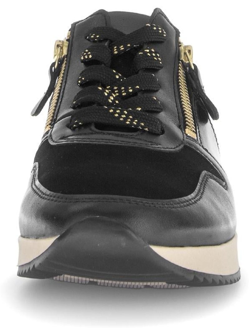 Baskets  en cuir et nubuck Noir - Kiabi