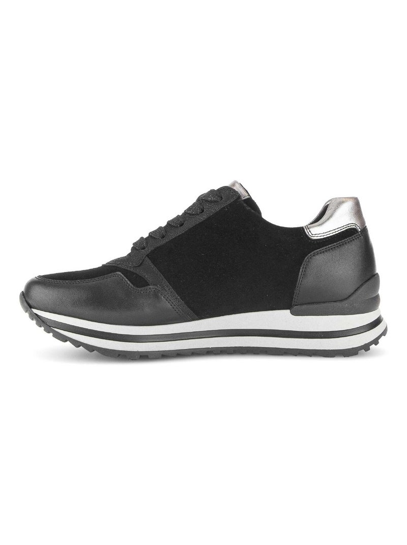 Baskets  en cuir et nubuck Noir - Kiabi