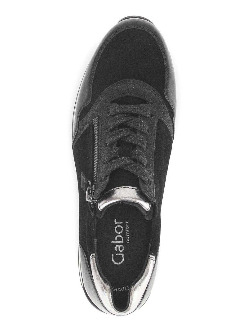 Baskets  en cuir et nubuck Noir - Kiabi