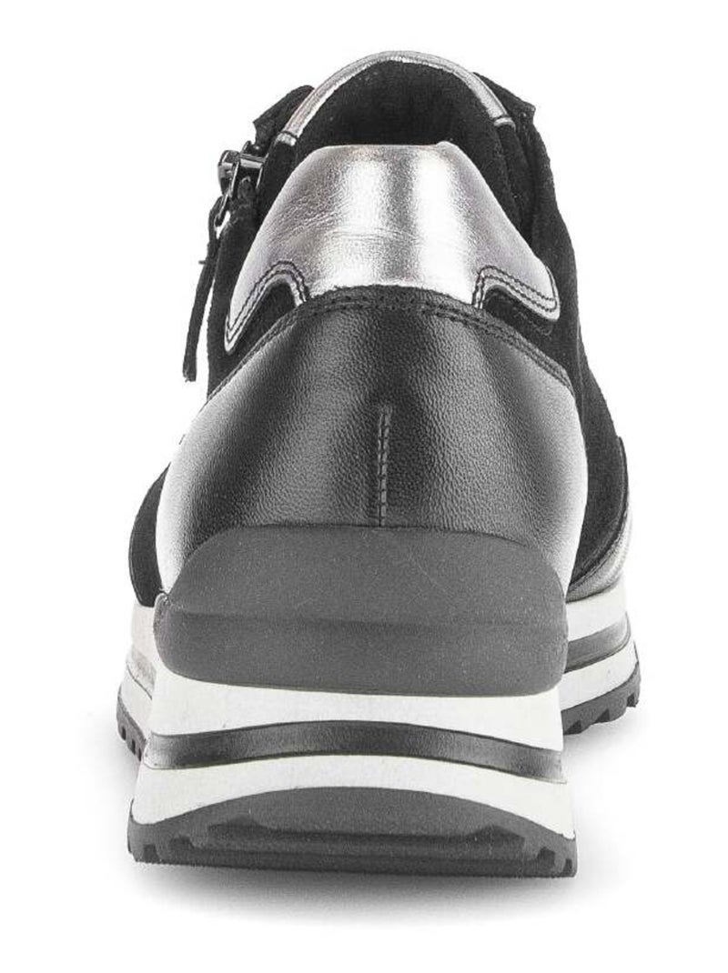 Baskets  en cuir et nubuck Noir - Kiabi